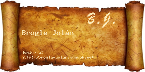 Brogle Jolán névjegykártya